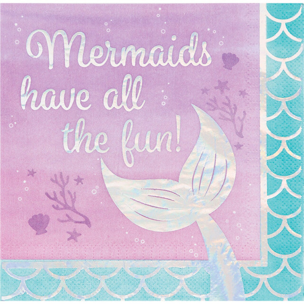 192/Case Bulk Iridescent Mermaid All The Fun Luncheon Napkins